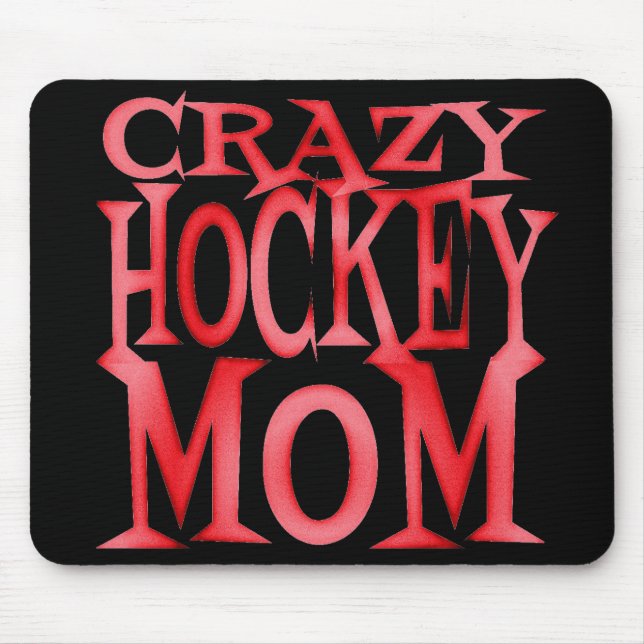 Mousepad Mãe maluca de Hockey em Vermelho Louco (Frente)
