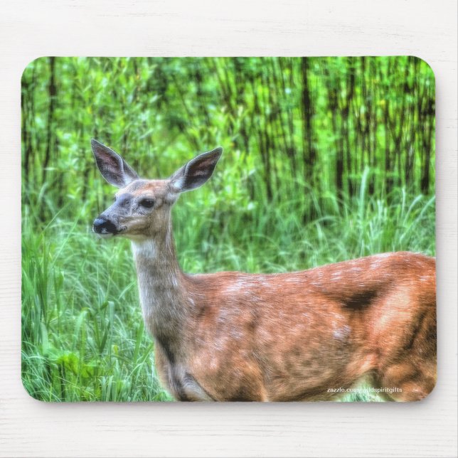 Mousepad Mãe Mule Deer, mãe feminina, em Ranch Wildlife Pho (Frente)