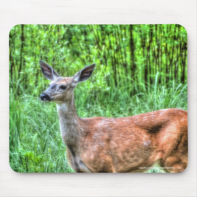 Mousepad Mãe Mule Deer, mãe feminina, em Ranch Wildlife Pho (Frente)