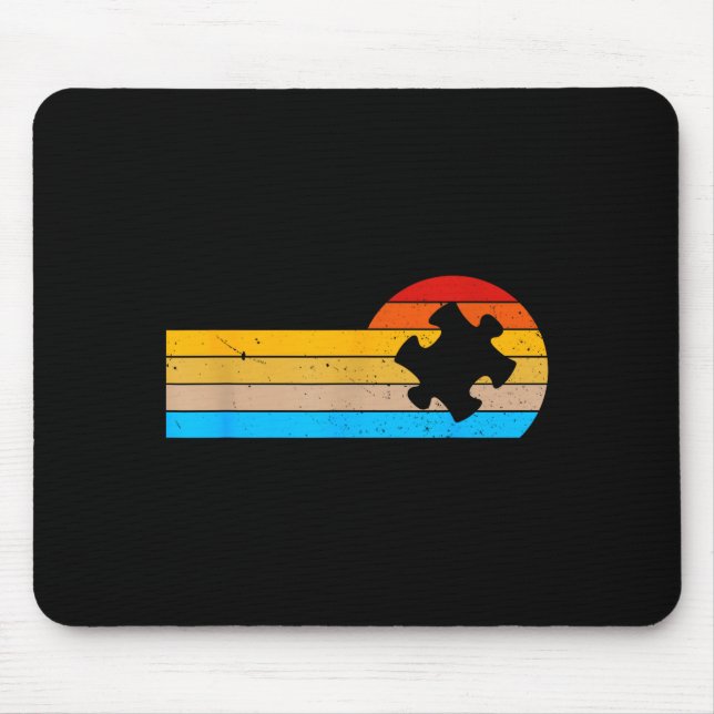 Mousepad Mãe pai autismo quebra-cabeça vintage conscientiza (Frente)