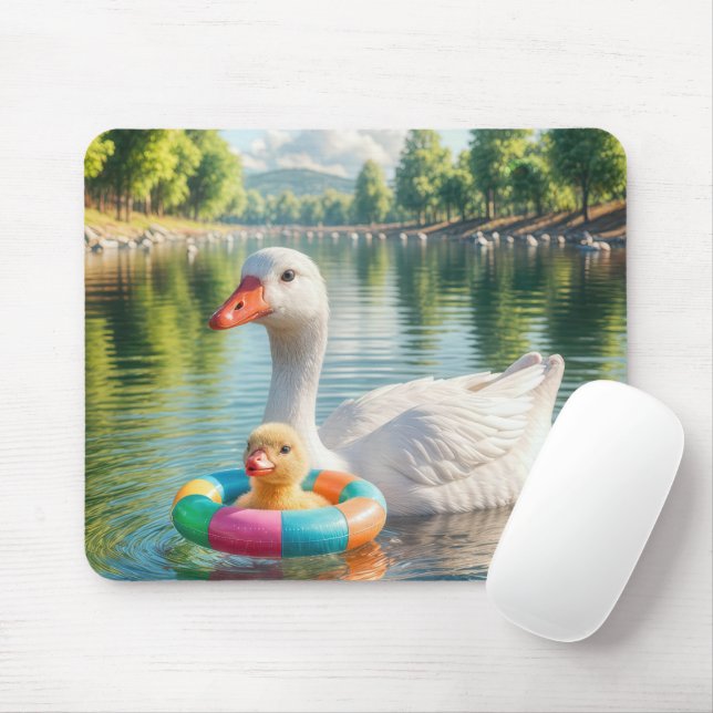 Mousepad Mãe Pato Branco Com Duque (Com mouse)