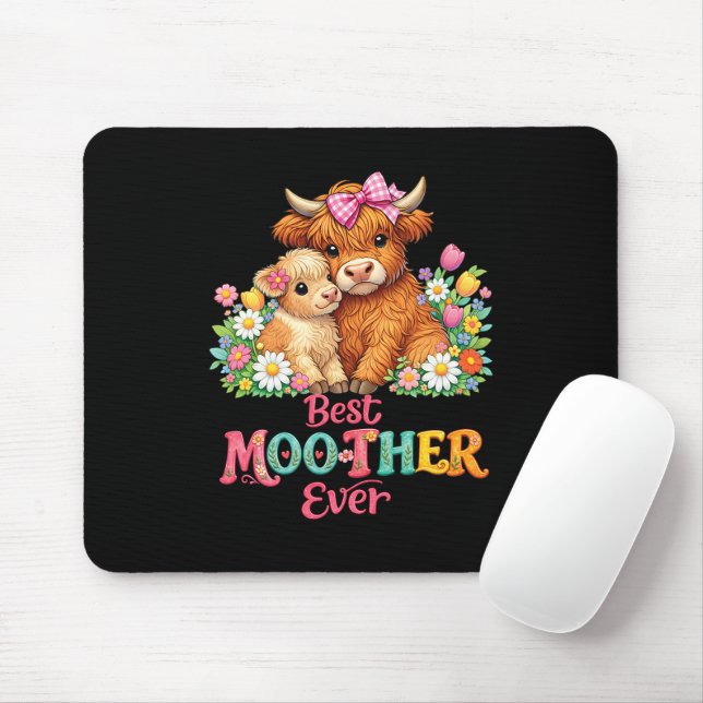 Mousepad Mãe Vaca das Terras Altas da Escócia Feliz Dia das (Com mouse)