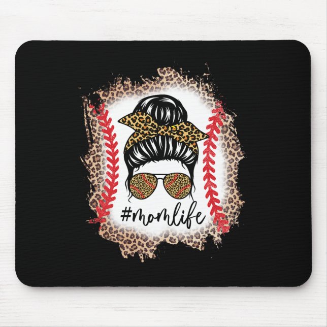 Mousepad Mãe Vida Baseball Mãe Pedra Bun Leopard Baseball M (Frente)