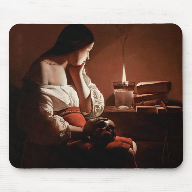 Mousepad Magdalene com chamas fumantes, La Tour (Frente)