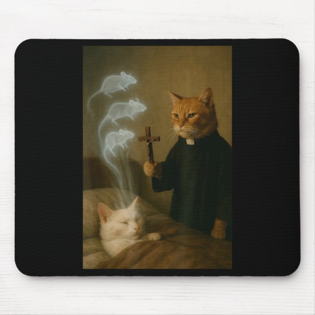 Mousepad Mage Cat Meme Cat Exorcism Mouse Funny Fantasy Hum (Frente)