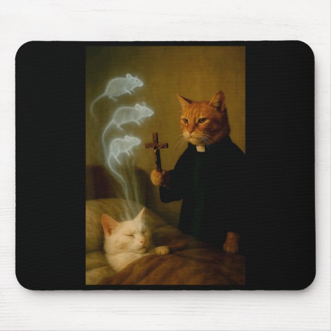 Mousepad Mage Cat Meme Cat Exorcism Mouse Funny Fantasy Hum (Frente)