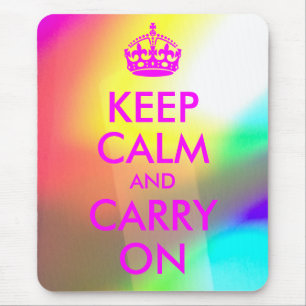 Mousepad Magenta Fique Calmo e Carregue No Bloco De Mãos