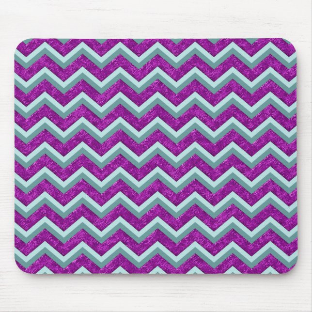 Mousepad Magenta Foil e Teal ZigZag Padrão (Frente)