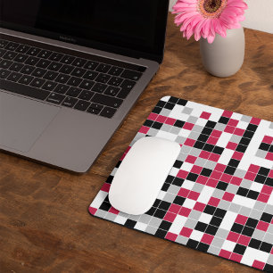 Mousepad Magenta Preto Multicolor Geométrico