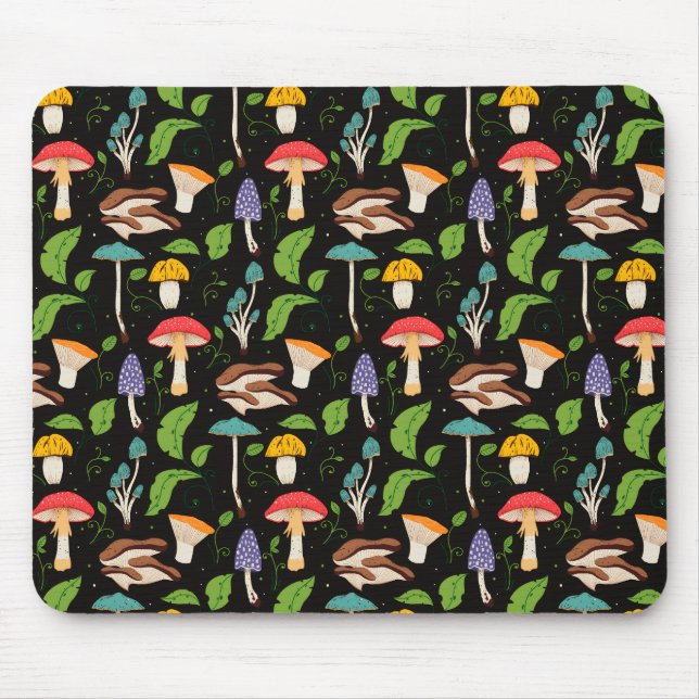 Mousepad Magia da Floresta Profunda: Cogumelos Coloridos so (Frente)