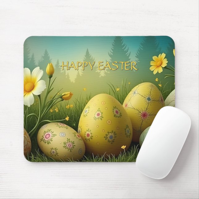 Mousepad Magia da Primavera com Ovos de Páscoa em um Mar de (Com mouse)