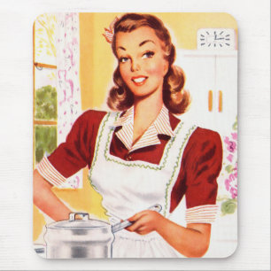 Mousepad Magia de Cozinha Vintage Retro Feminina Kitsch dos