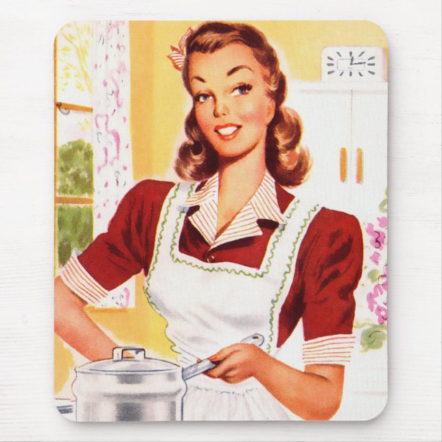 Mousepad Magia de Cozinha Vintage Retro Feminina Kitsch dos (Frente)