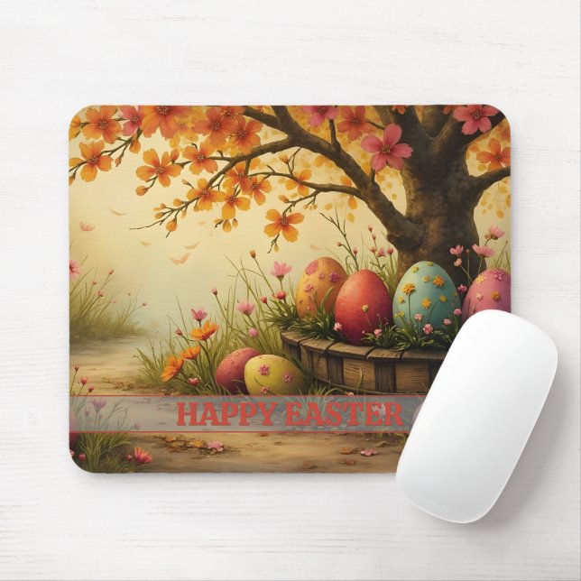 Mousepad Magia do Flor primavera com Esplendor de Ovos de P (Com mouse)