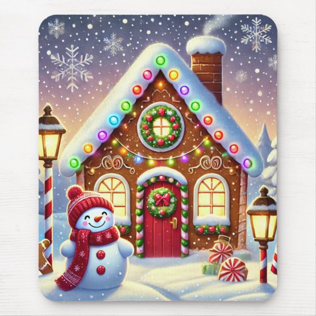 Mousepad Magical Gingerbread Wonderland: Festive Snowman an (Frente)