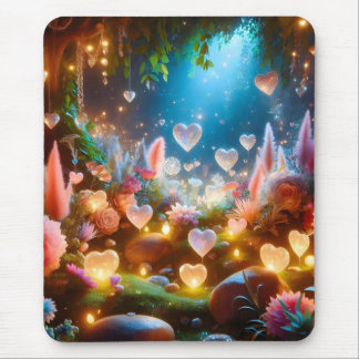 Mousepad Magical Glowing Flowers Heart Garden 