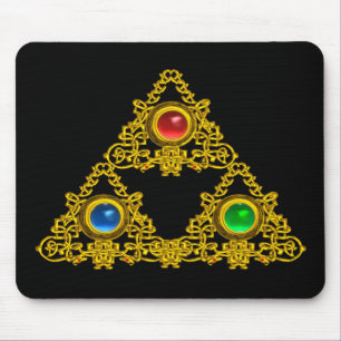 MOUSEPAD MÁGICO ELFIC TALISMAN/DOURADO TRIÂNGULO COM GEMSTO