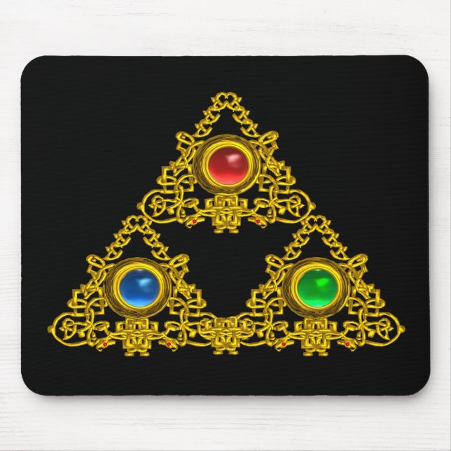 MOUSEPAD MÁGICO ELFIC TALISMAN/DOURADO TRIÂNGULO COM GEMSTO (Frente)