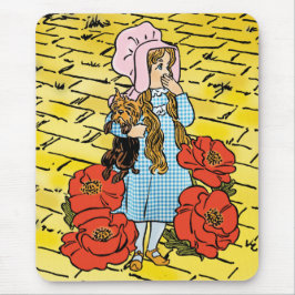 Mousepad Mágico Vintage de Oz, Dorothy, Flores Vermelhas de