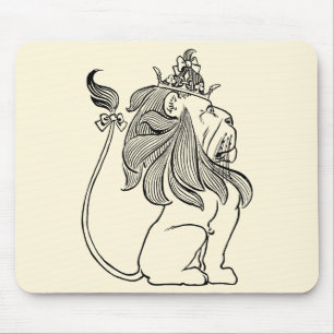 Mousepad Mágico Vintage de Oz, Leão Covarde com Coroa