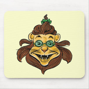 Mousepad Mágico Vintage de Oz, Leão Vestindo Óculos Verdes