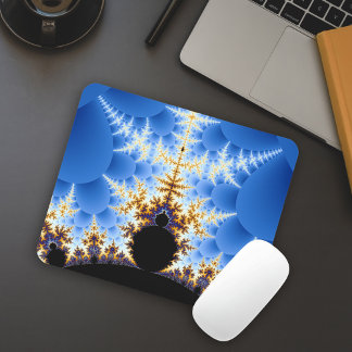 Mousepad Magnífico Mandelbrot Azul Preto Dourado Fractal