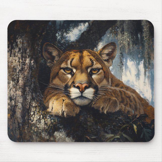 Mousepad Magnífico Puma na Floresta (Frente)