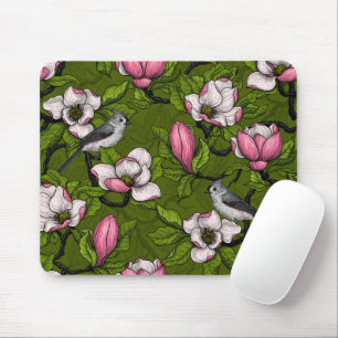 Mousepad Magnólia florescente e pássaro 2
