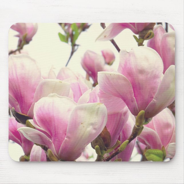Mousepad Magnolia Vintage Floral Blossom Botânico Chic (Frente)