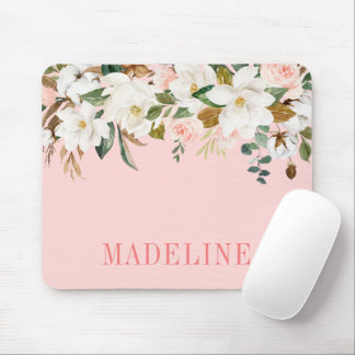 Mousepad Magnolias de Aquarela Moderna Elegante Fashionávei
