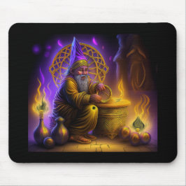 Mousepad Mago Está Sentado à Mesa Conjurando um Feitiço
