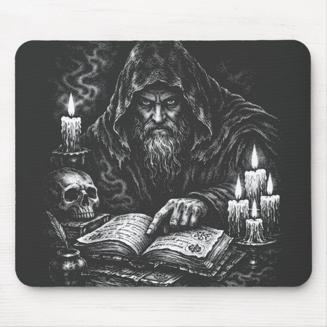 Mousepad Mago Estudando o Grimório — por BurnsInHell (Frente)