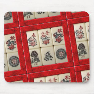 Mousepad Mahjong telha quadros vermelhos
