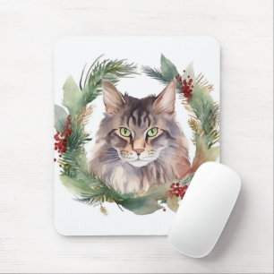 Mousepad Maine Coon Cat Wreath Festivo Kitten