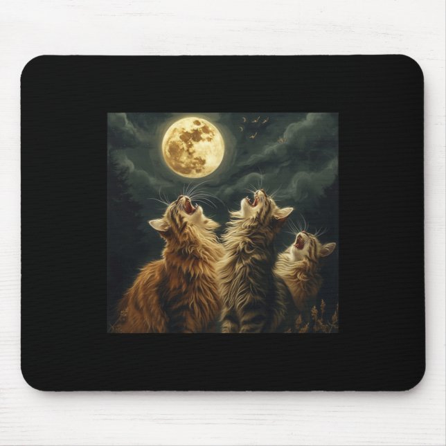 Mousepad Maine Coon Howl No Moon Cat Lover (Frente)