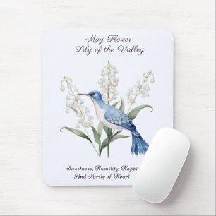 Mousepad Maio Mês do Nascimento Flor Lily do Vale Aniversár