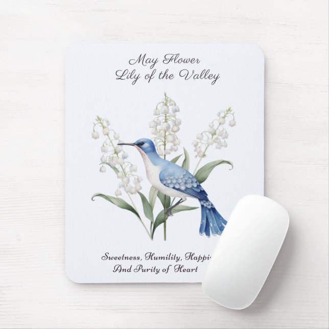 Mousepad Maio Mês do Nascimento Flor Lily do Vale Aniversár (Com mouse)