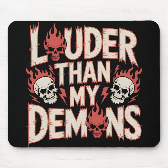 Mousepad Mais Alto Que Meus Demônios: Caveira Gótica e Cham (Frente)