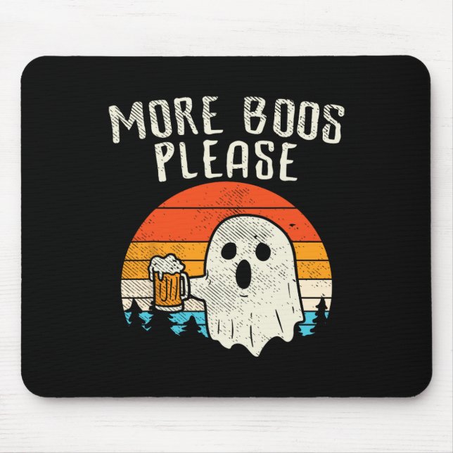 Mousepad Mais Boos Por Favor, Ghost Beer Retro Halloween Dr (Frente)