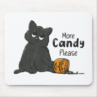Mousepad Mais Doces Por Favor Halloween Gato Preto