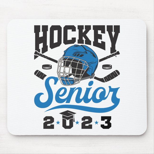 Mousepad Mais velho de Hockey 2023 Graduação Azul Branco (Frente)