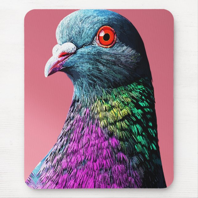 Mousepad Majestade Pombo Realístico Retrato de Ave Vívido (Frente)