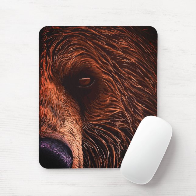 Mousepad Majestic Bear Portrait Art – Close-Up Wild Animal (Com mouse)