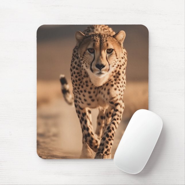 Mousepad Majestic Wild Cheetah Running Photo (Com mouse)