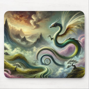 Mousepad Majestoso Dragão Celestial Sobre Montanhas de Fant