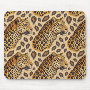 Mousepad Majestoso Retrato de Leopardo Estampa de Animal Pa