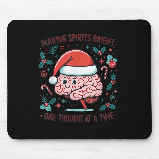 Mousepad Making Srits Bright Funny Brain Christmas Mental H (Frente)
