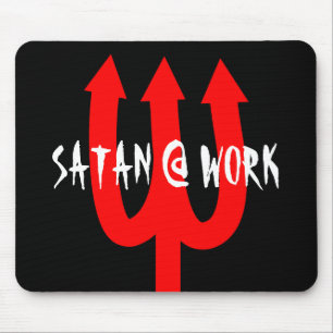 Mousepad Mala de rato satânica engraçada com garfo vermel