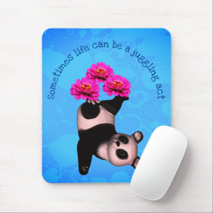 Mousepad Malabarizando Urso Panda E Flores Inspiracionais