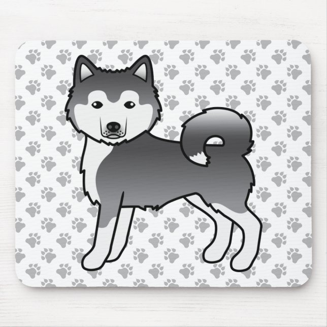 Mousepad Malamute do Alasca Azul Cachorro de Desenho Animad (Frente)